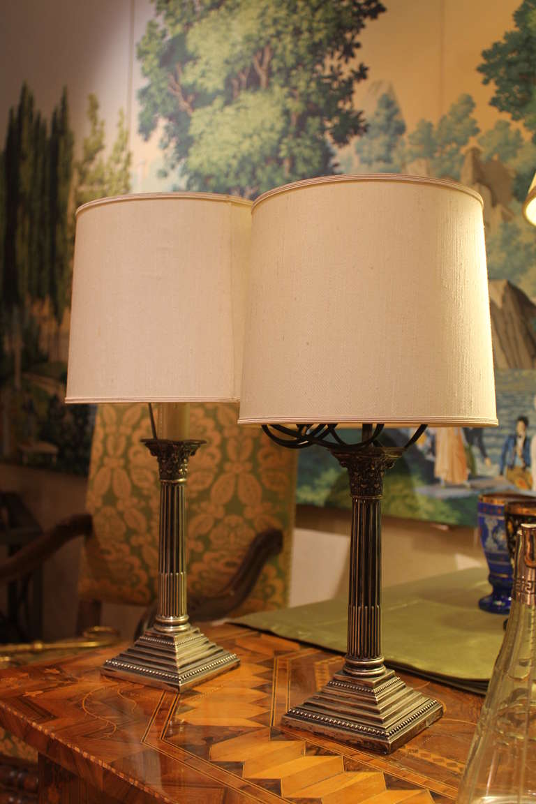 Pair of Late 19th Century Italian Silver Table Lamps 3