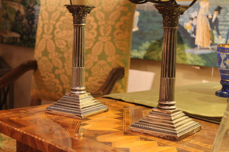 Pair of Late 19th Century Italian Silver Table Lamps 4