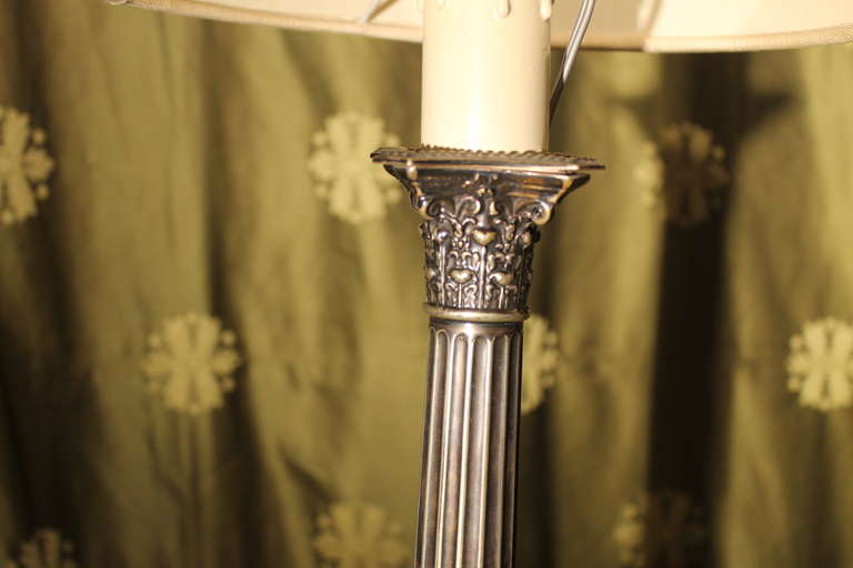 Pair of Late 19th Century Italian Silver Table Lamps In Excellent Condition In Firenze, IT