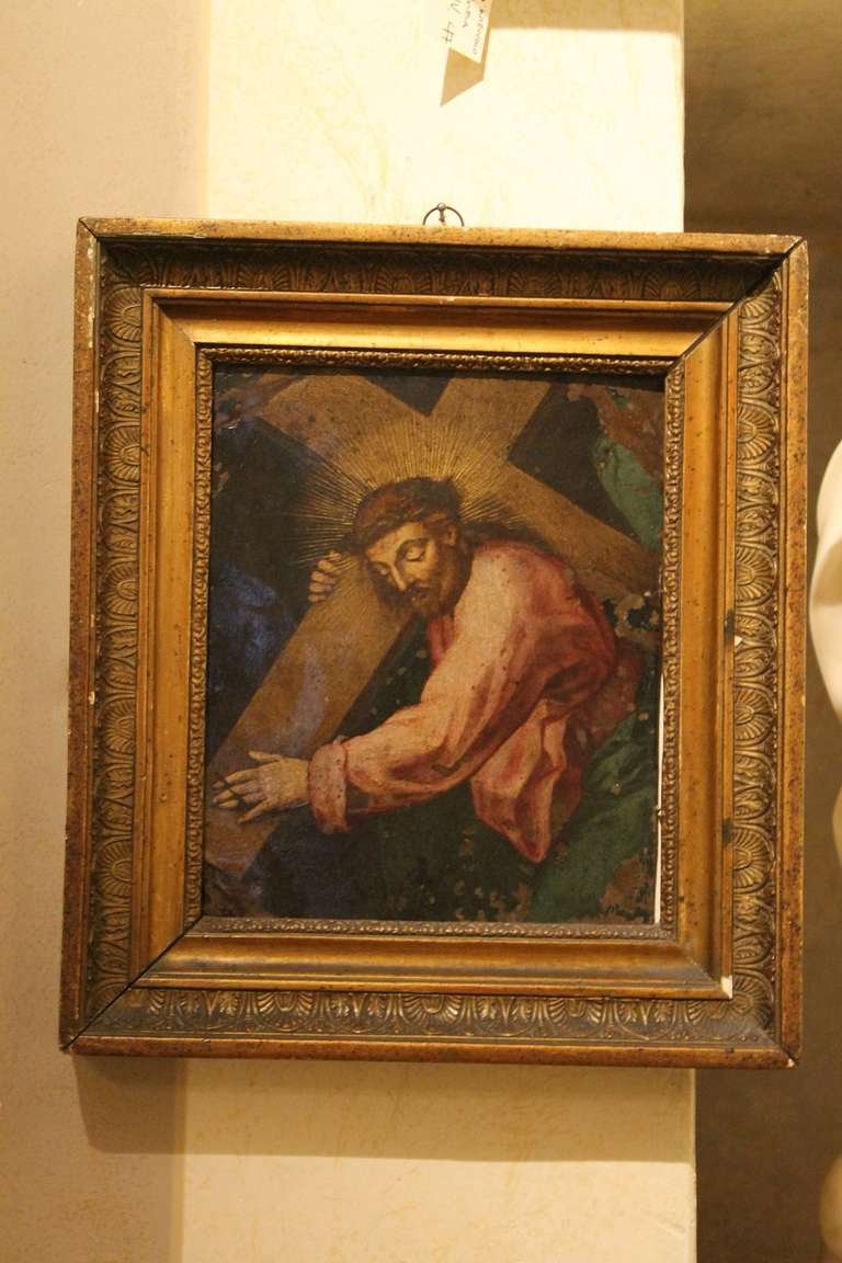 Italian Ferraù Fenzoni School, 16th century Oil on Copper Christ Carring the Cross 