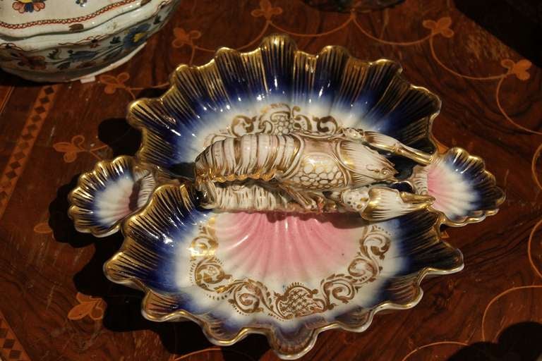 French 19th Century Porcelain Lobster Centerpiece  or Hors-D'oeuvre Dish 2