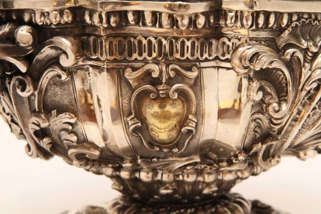 19th Century Italian Baroque Style Silver Centerpiece Bowl or Soup Tureen 9