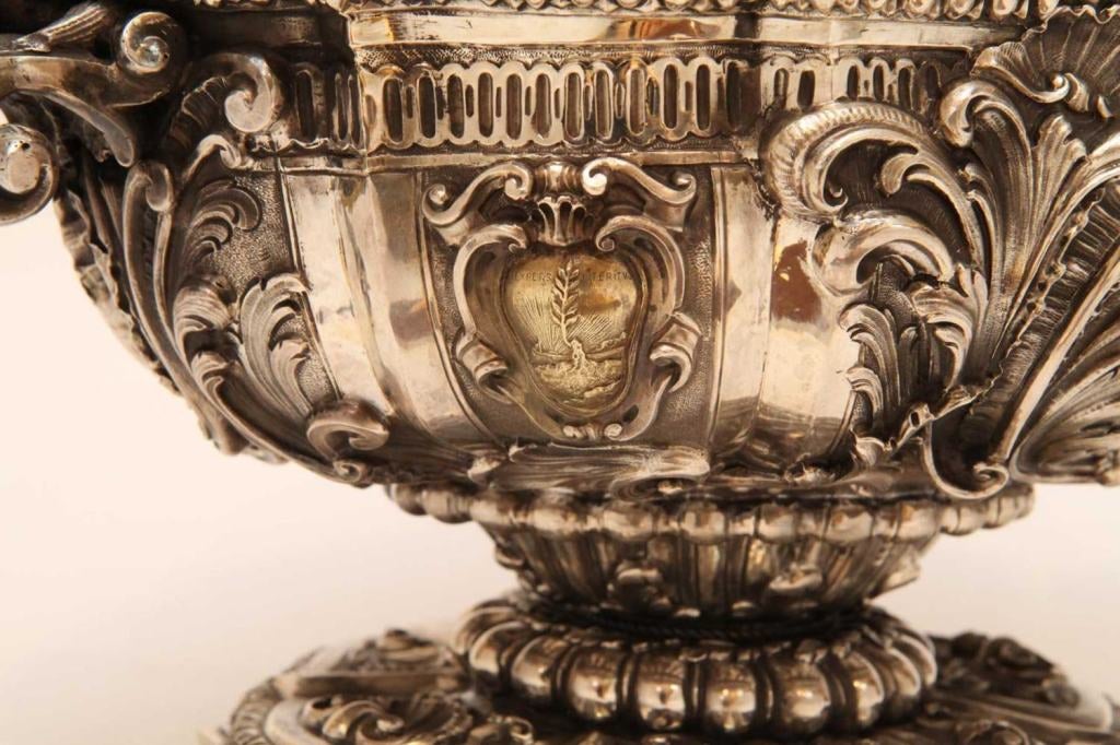 19th Century Italian Baroque Style Silver Centerpiece Bowl or Soup Tureen 7