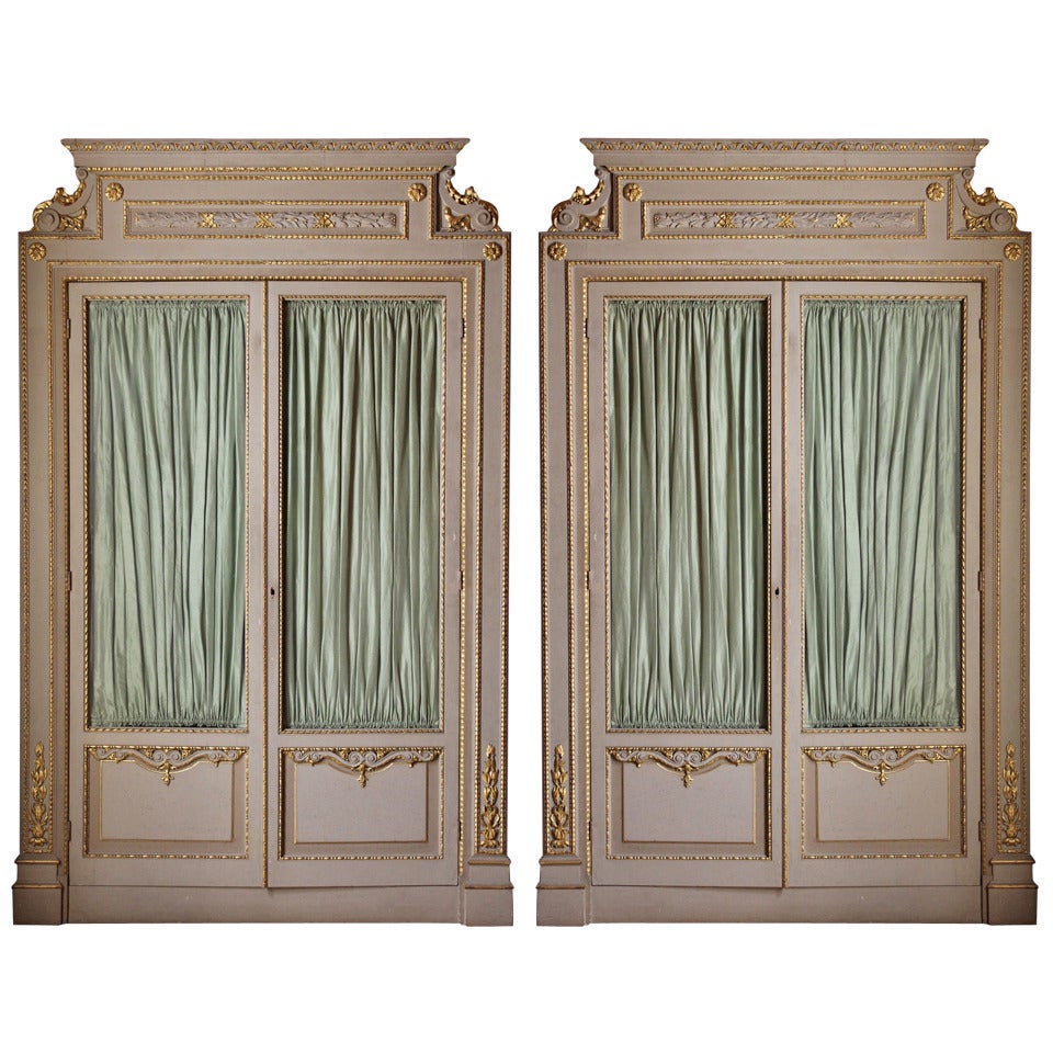 Pair of Italian Lacquer and Giltwood Bookcases or Display Cabinets