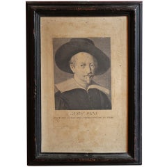 17th Century Italian Engravings of Two Painter's Portraits in Black Frame