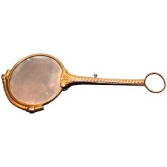 Verres d'opéra Art Déco Lorgnette dorés spectaculaires pliants