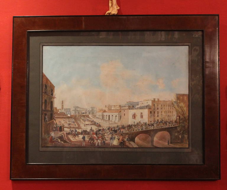 19th Century Italian Gouache In Excellent Condition In Firenze, IT