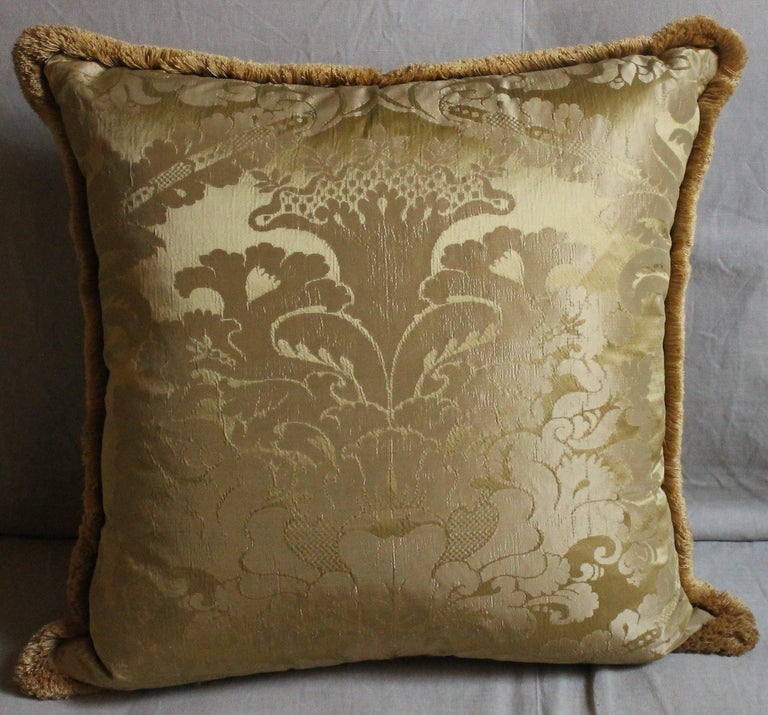 Mid-Century Modern Vintage Italian Damask Silk Pillows