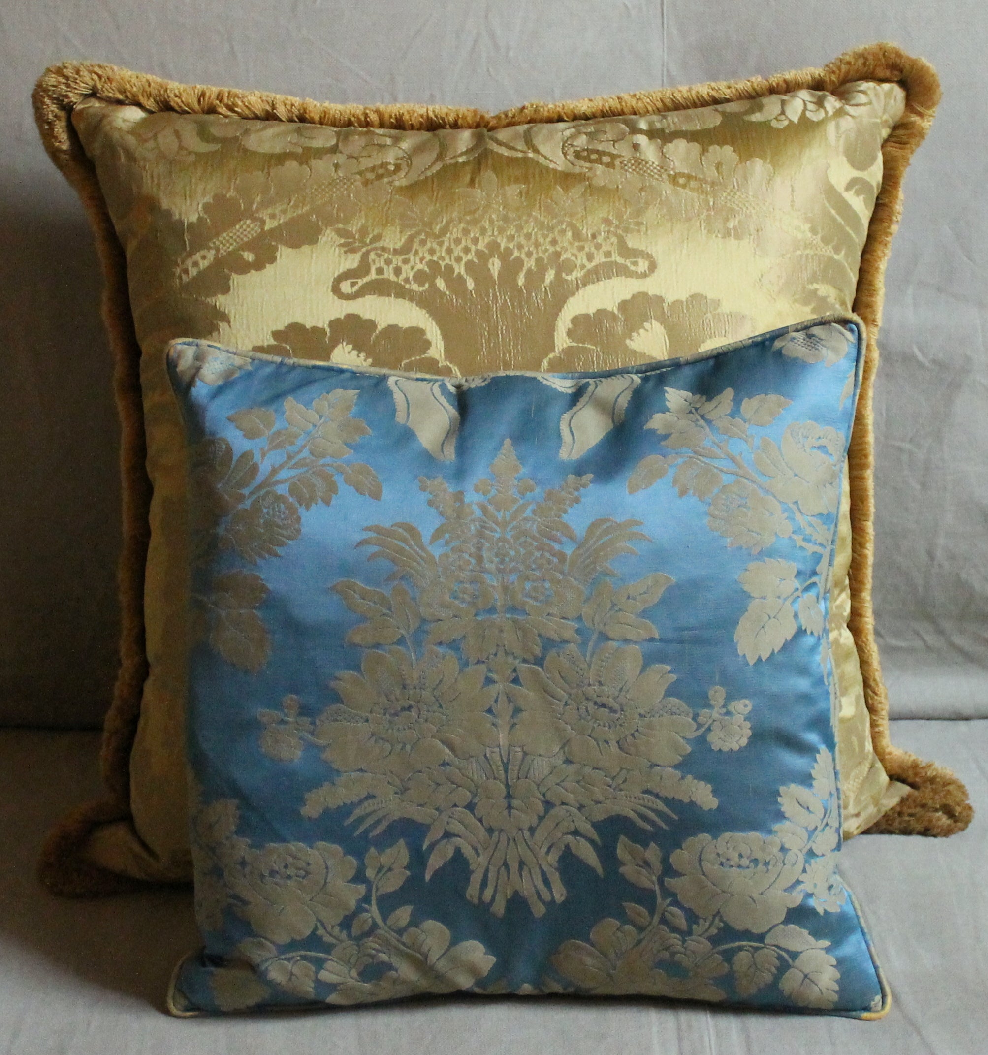 Vintage Italian Damask Silk Pillows