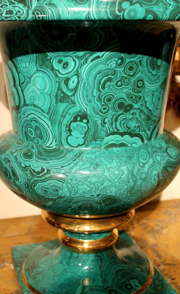 Italian Faux Malachite Medici Vases