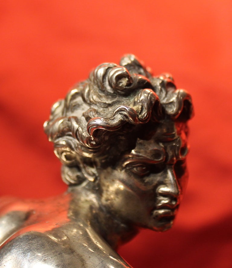 Pair Of Italian Silver Sculptures With Mercury Gilt Bronze Bases 3