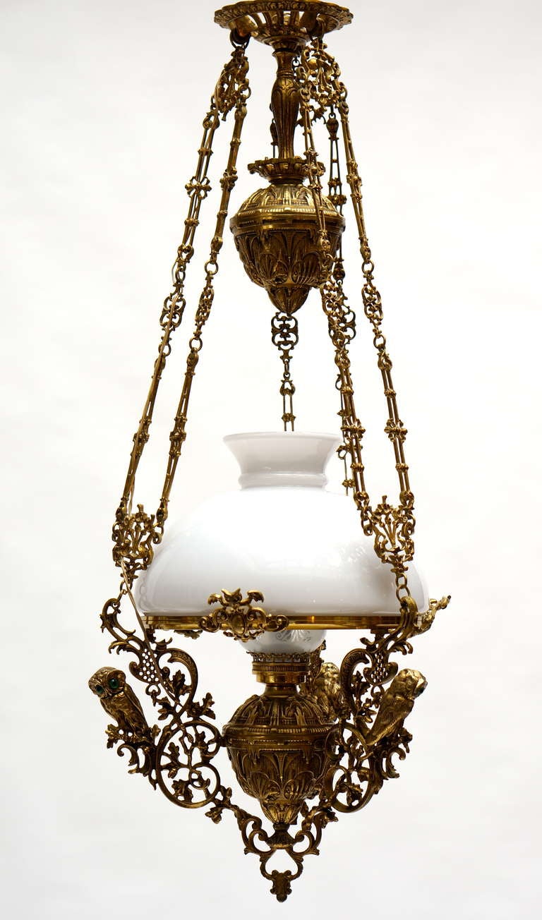 Hanging Oil Lamp, Electrified 1