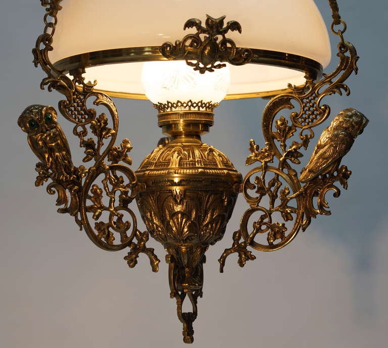 Hanging Oil Lamp, Electrified In Excellent Condition In Antwerp, BE