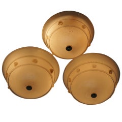 One Murano Glass Ceiling Light Flush Mount with Gold Inclusions by Barovier 