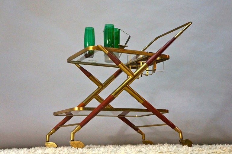 20th Century Liquor trolley by Cesare Lacca - brass and rosewood For Sale