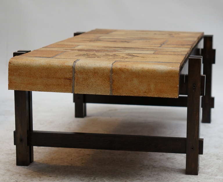 Wood Very Rare Coffee Table by Roger Capron, circa 1950 For Sale