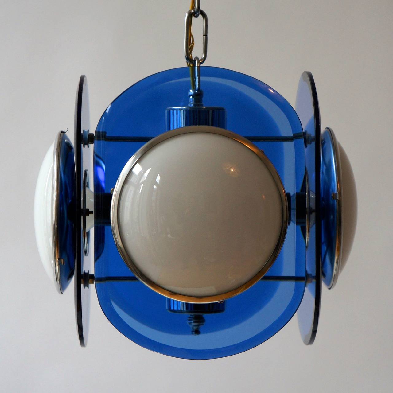 Pair of Bold Blue Glass Murano Lights In Excellent Condition In Antwerp, BE