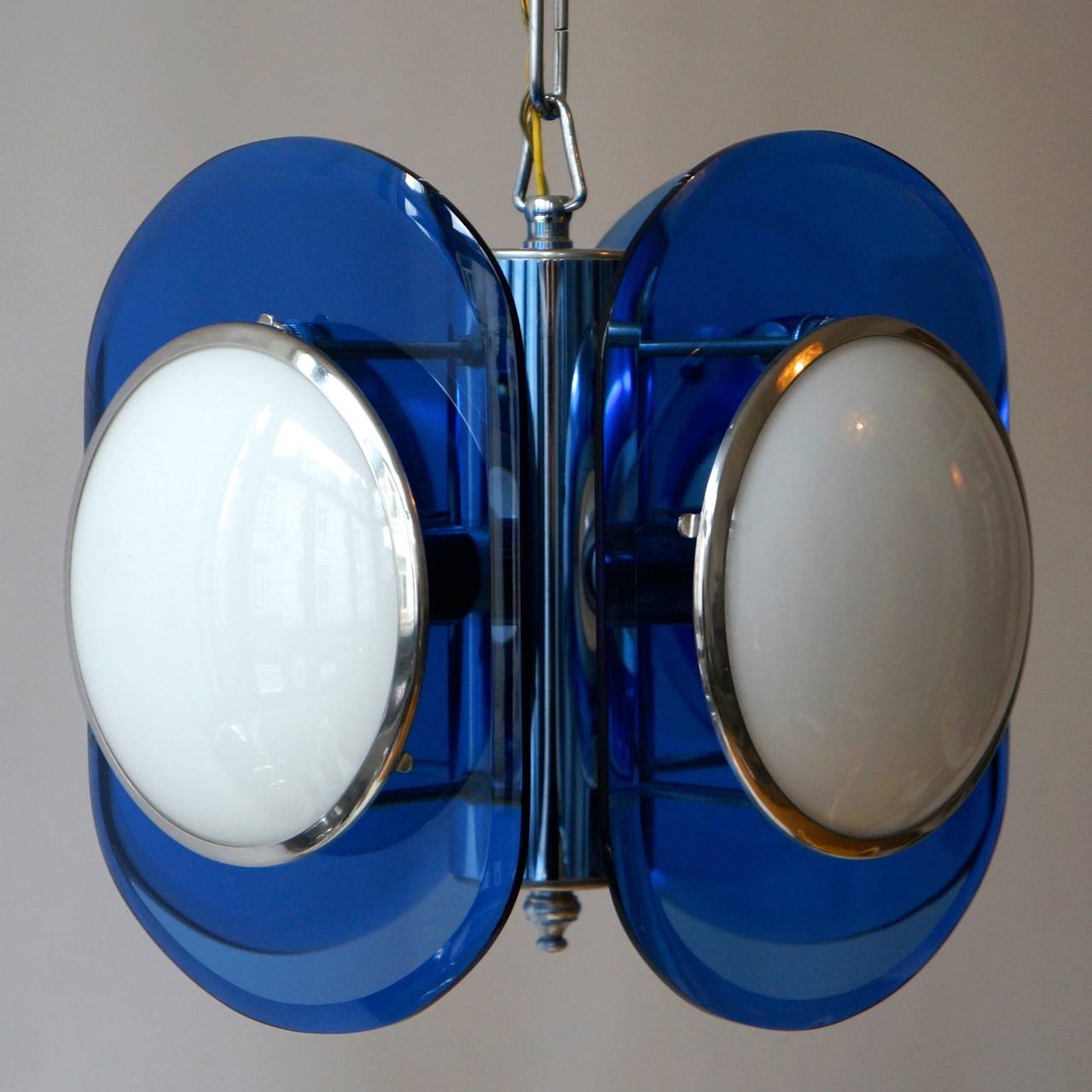 Pair of Bold Blue Glass Murano Lights 1