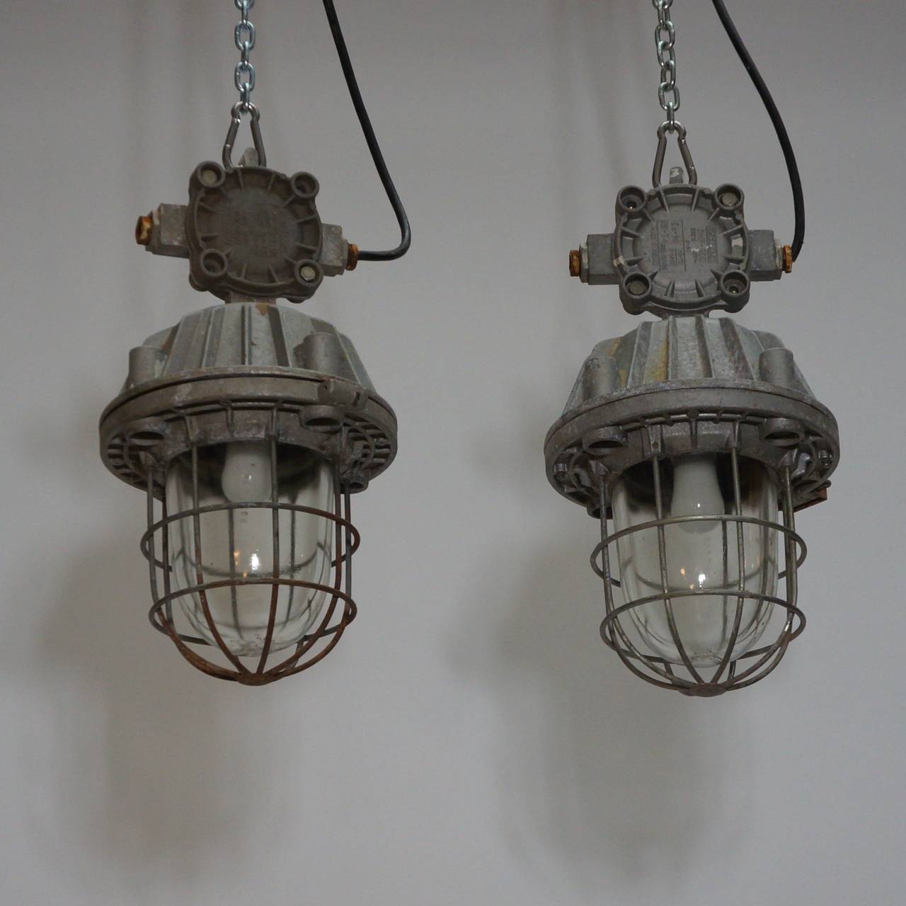 Pair of Vintage Industrial Lights 1