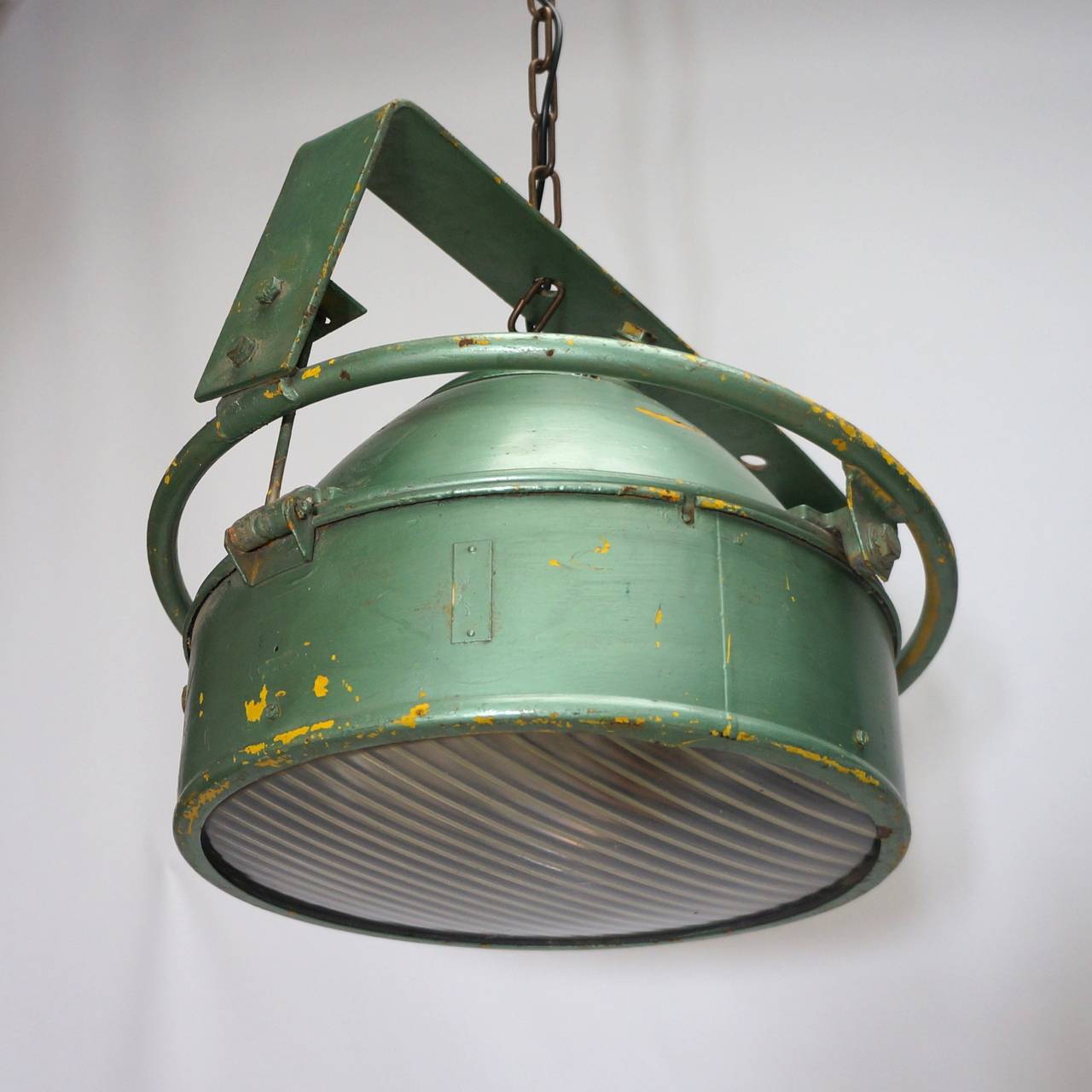 One of Two Industrial Pendant Lights For Sale 2