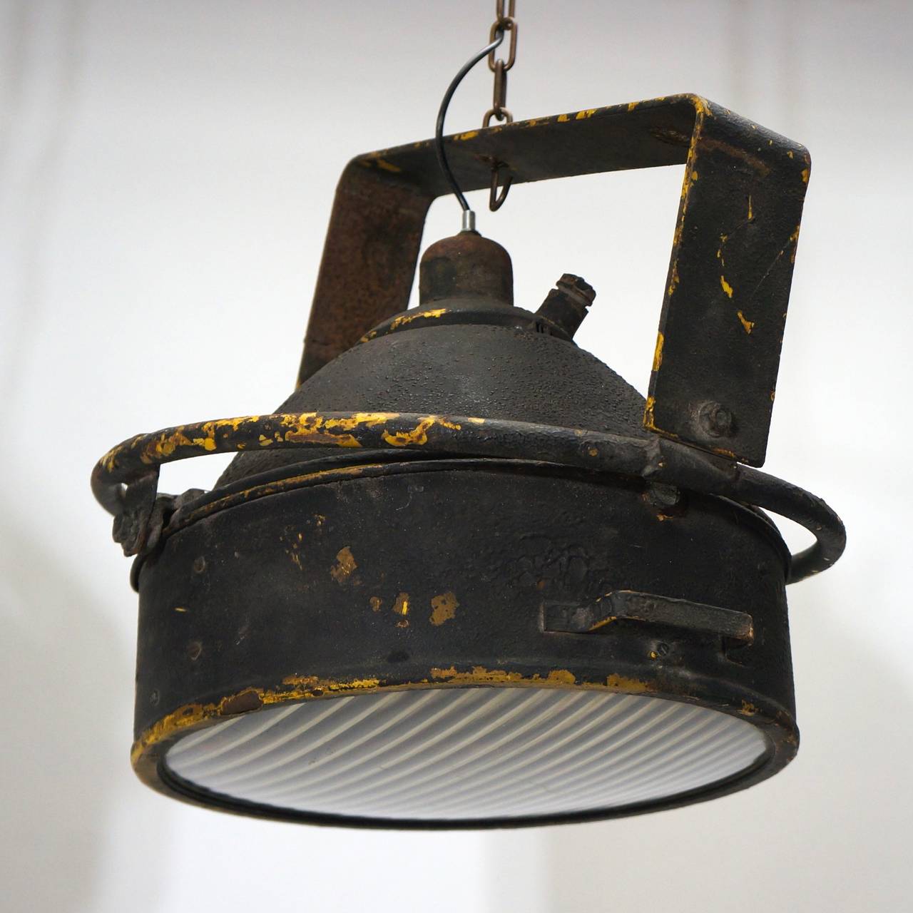 One of Two Industrial Pendant Lights For Sale 3