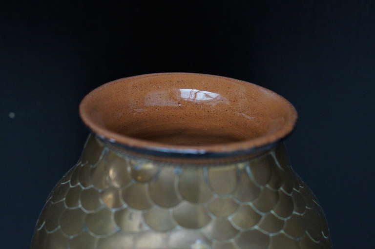 20th Century Copper Clad Ceramic Vase