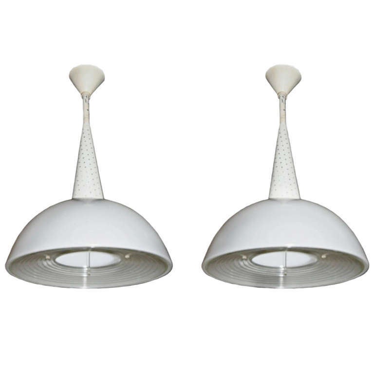 XX secolo Four French Pendant lights by Mathieu Matégot in vendita