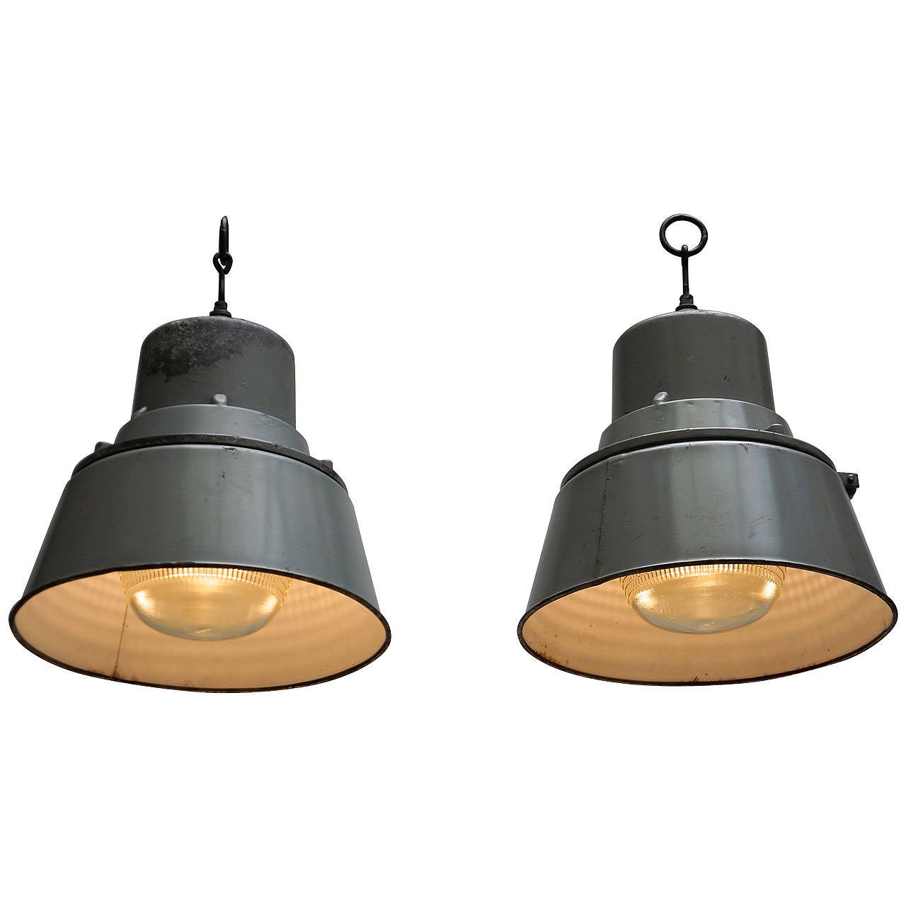 Pair of Industrial Ceiling Lights For Sale at 1stdibs