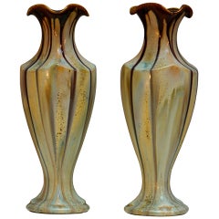 Pair of Belgium Pottery Vases 9