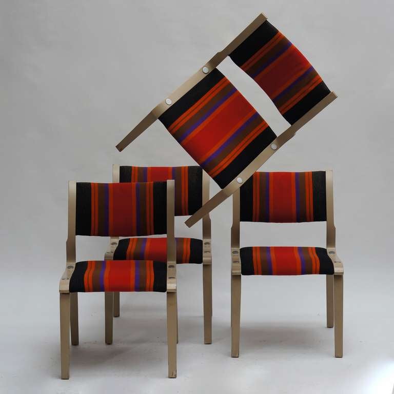 20th Century Four Multicolored Seventies Chairs For Sale