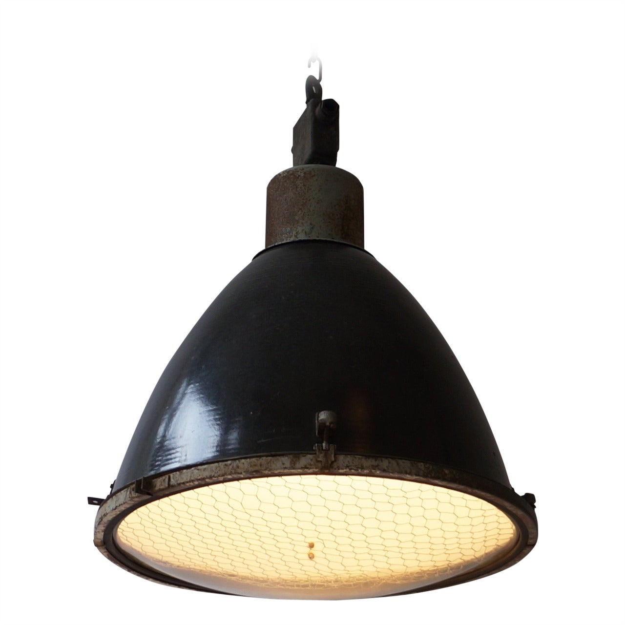 Large French Industrial Pendant Light