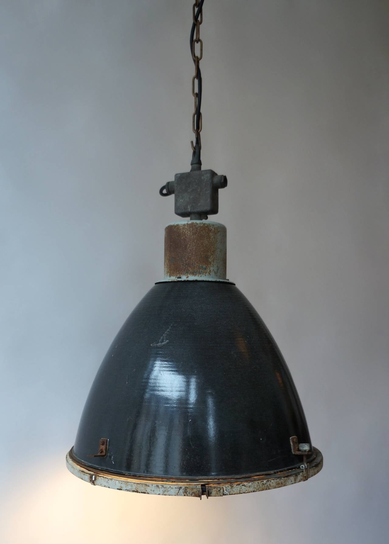 Large French Industrial Pendant Light 1