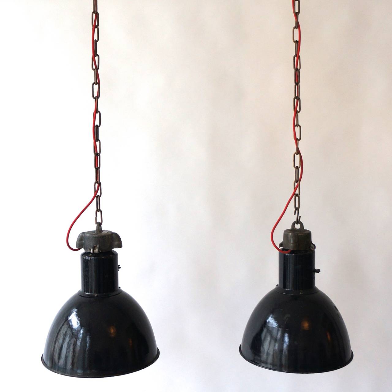 Pair of Industrial Pendant Lights For Sale 3