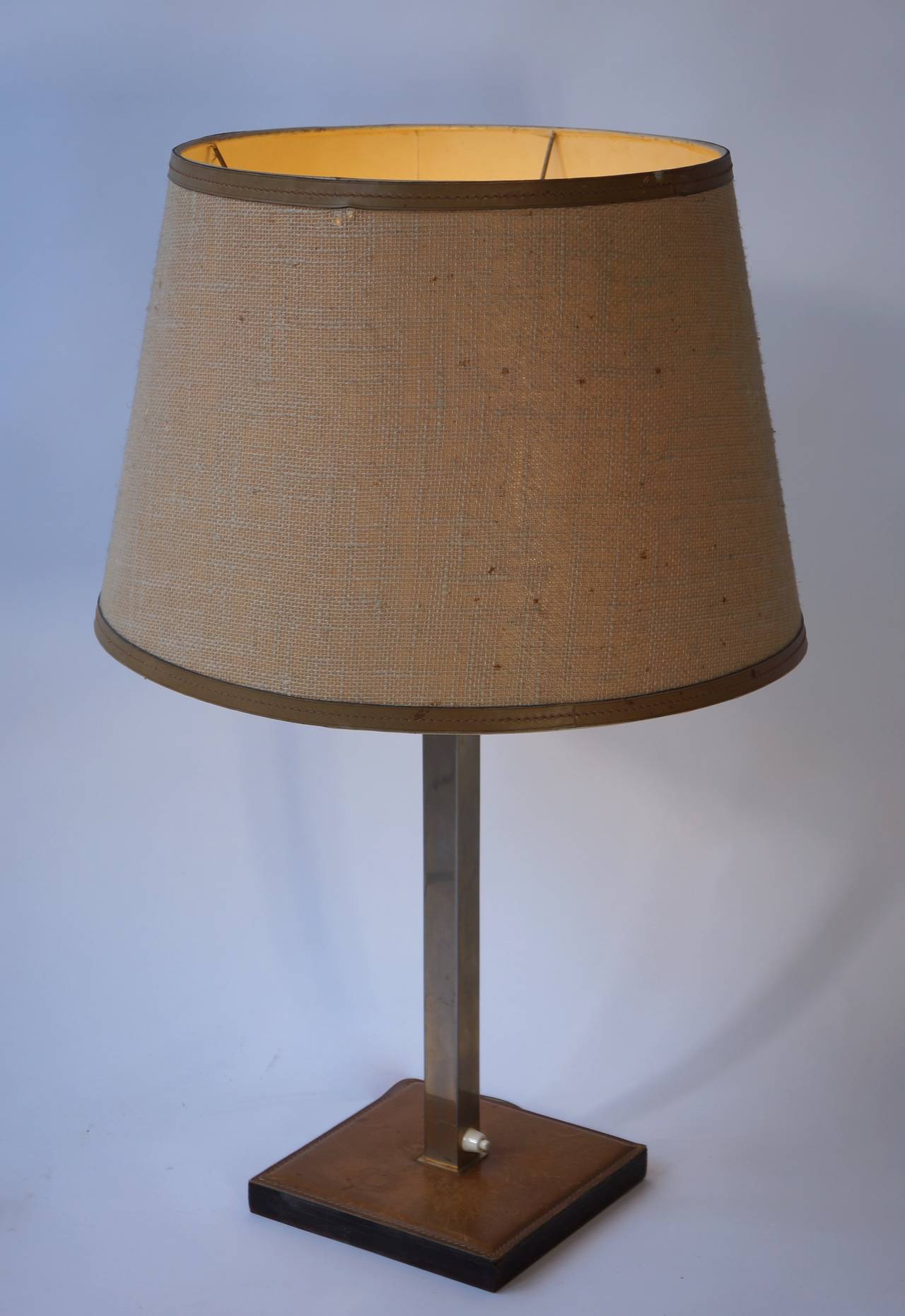 Delvaux Leather Table Lamp In Good Condition In Antwerp, BE