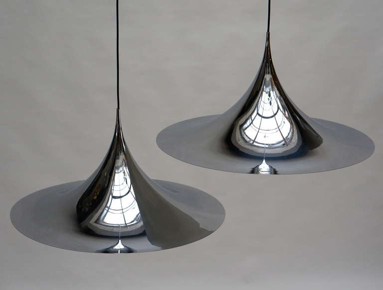 Danish One of Two Huge Semi Pendal Ceiling Lights by Fog & Mørup For Sale