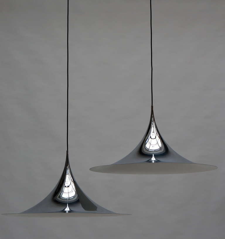 Polished One of Two Huge Semi Pendal Ceiling Lights by Fog & Mørup For Sale