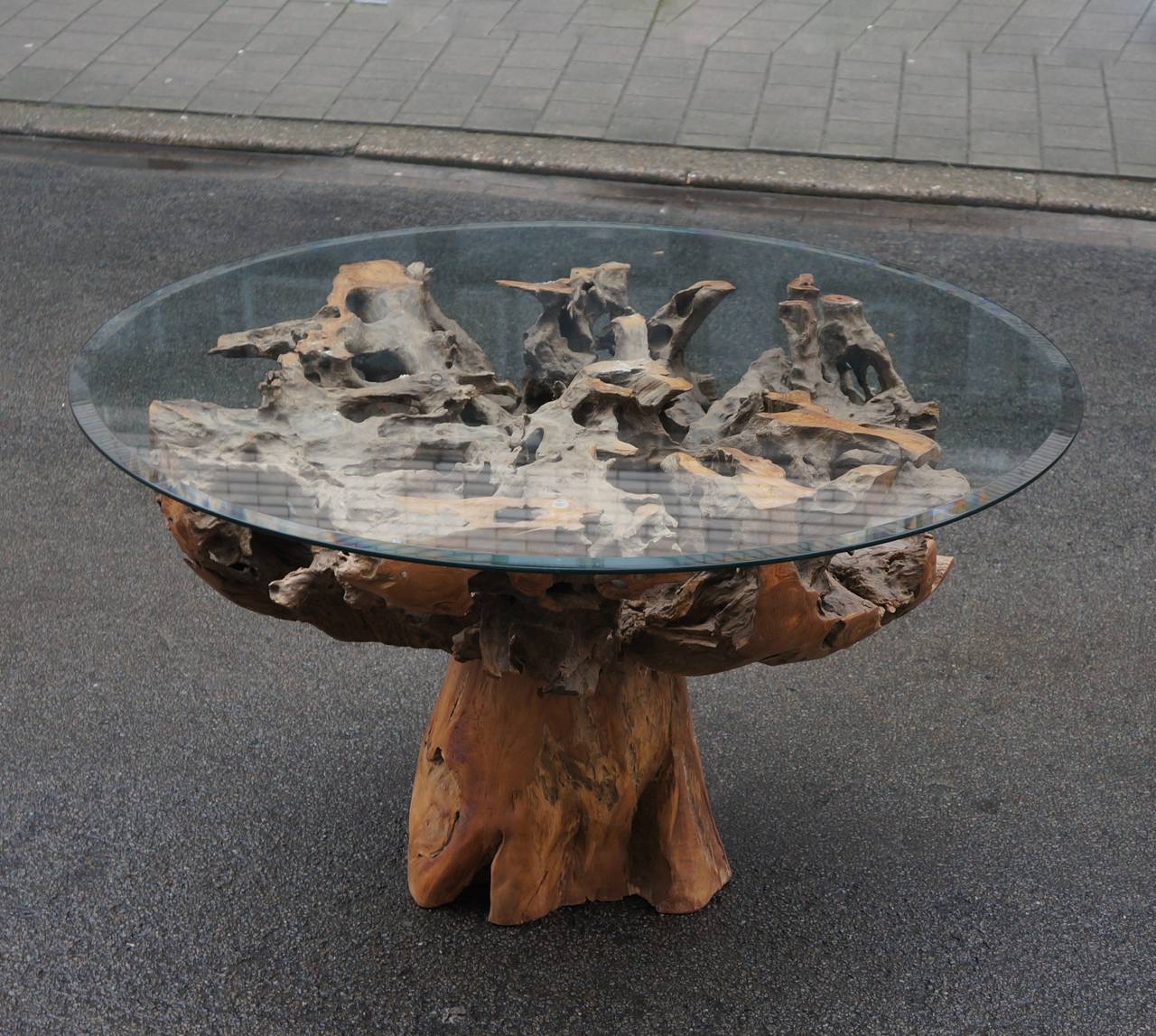 Industrial Spectacular Sculptural Large Burl Wood Table