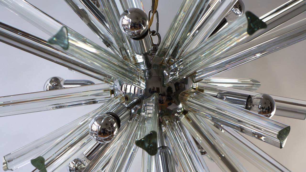 20th Century Mid-Century Modernist Murano Glass Rod Sputnik Chandelier For Sale