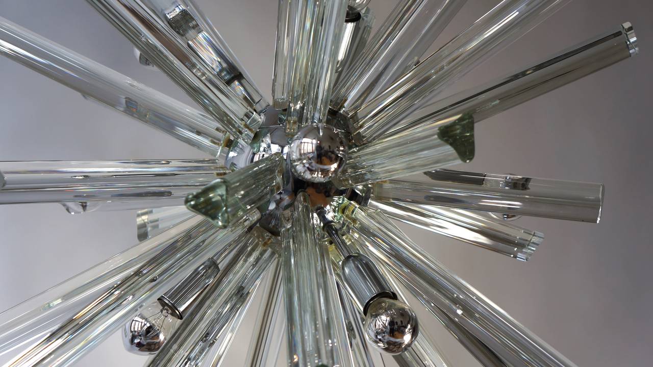 Mid-Century Modernist Murano Glass Rod Sputnik Chandelier For Sale 3