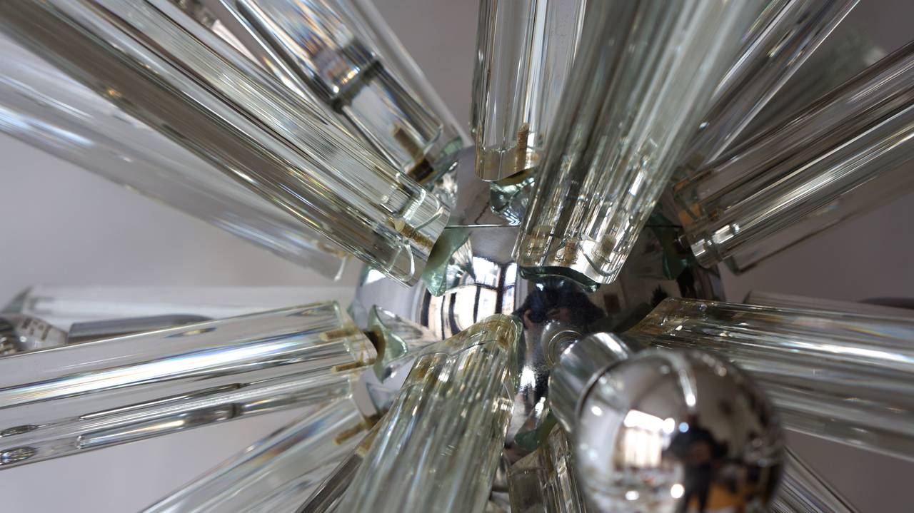 Mid-Century Modernist Murano Glass Rod Sputnik Chandelier For Sale 4