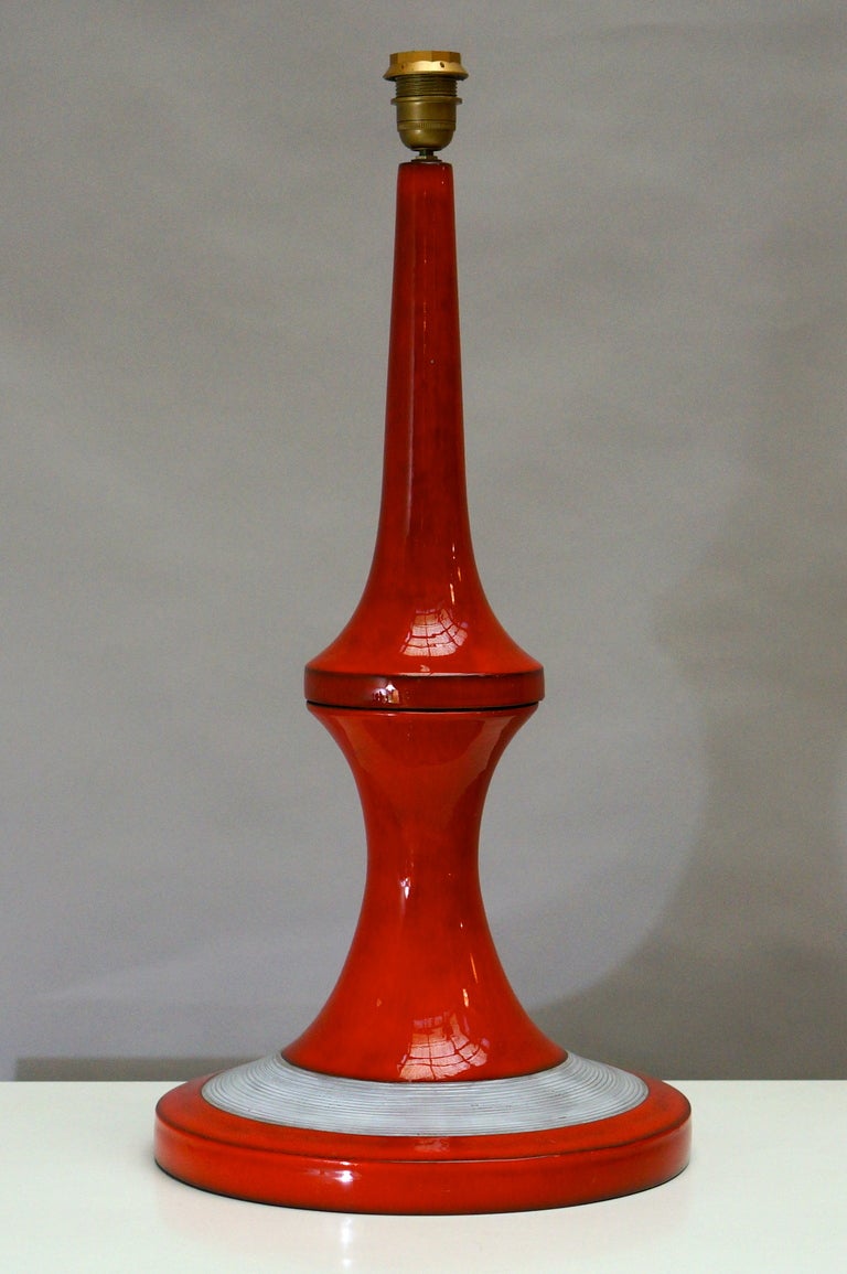 Belgian Tall 1960s Ceramic Table Lamp by Oswald Tieberghien For Sale