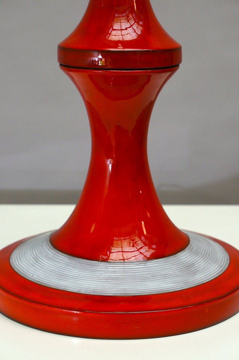 Tall 1960s Ceramic Table Lamp by Oswald Tieberghien For Sale 2
