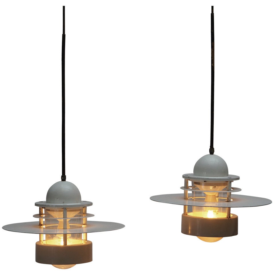 Beautiful Pair of Louis Poulsen Industrial Lights For Sale