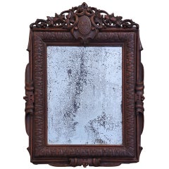 Hand-Carved Wooden Mirror