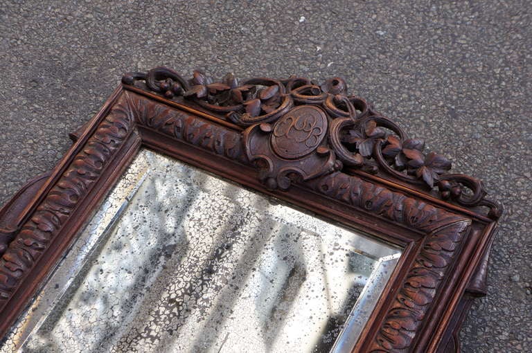 Hand-Carved Wooden Mirror For Sale 1