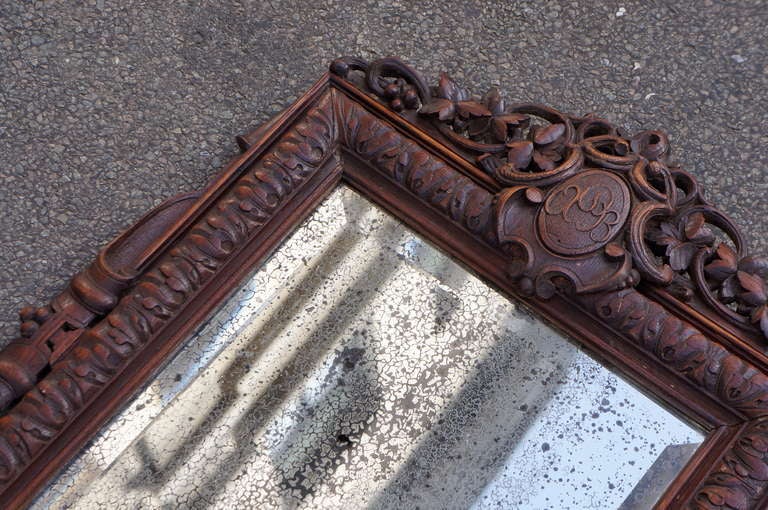 Hand-Carved Wooden Mirror For Sale 2