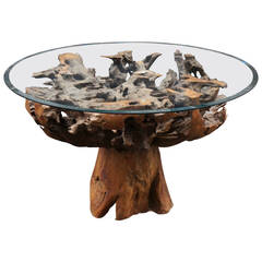 Spectacular Sculptural Large Burl Wood Table