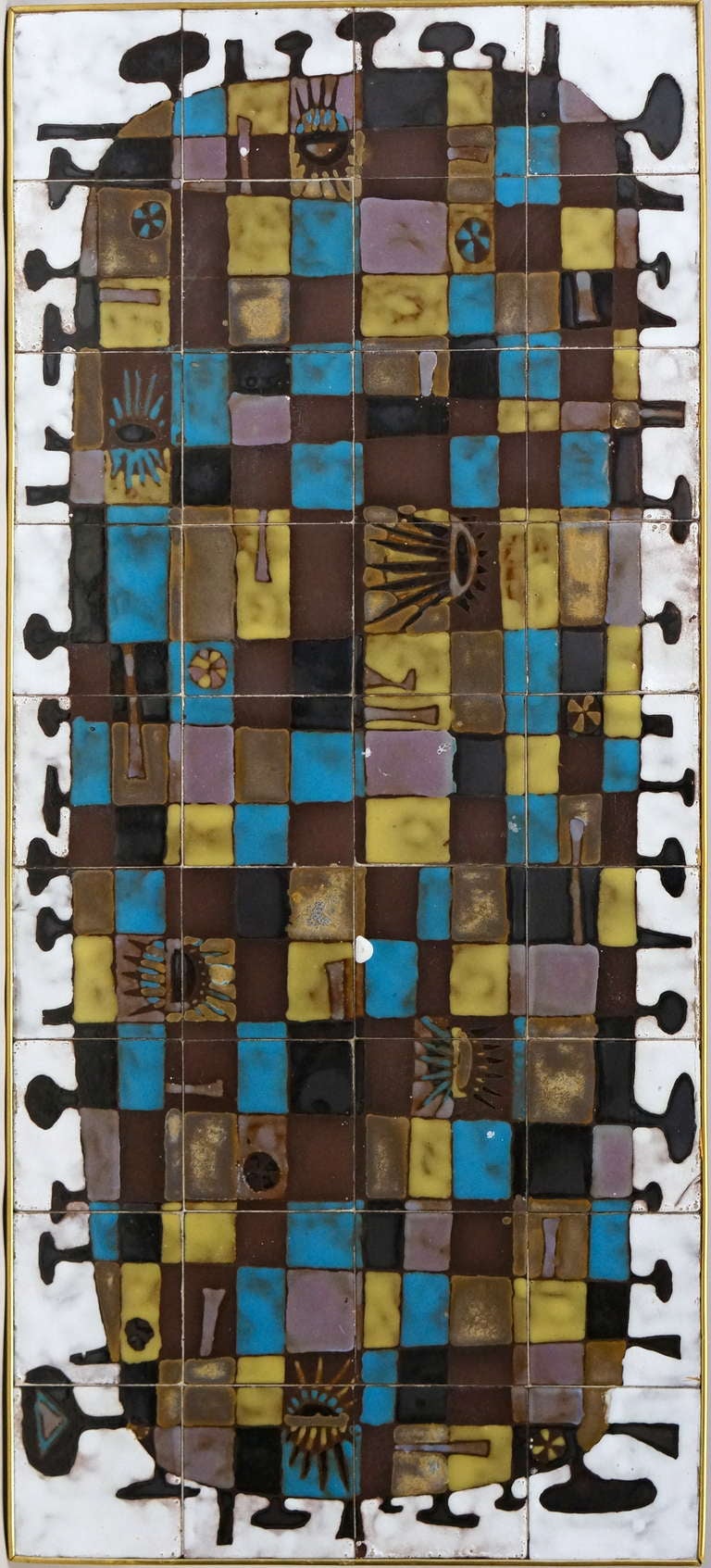 Metà XX secolo Decorazione murale astratta in piastrelle di ceramica di J Nolf in vendita