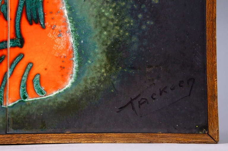XX secolo Decorazione murale in piastrelle di ceramica di un gatto in vendita