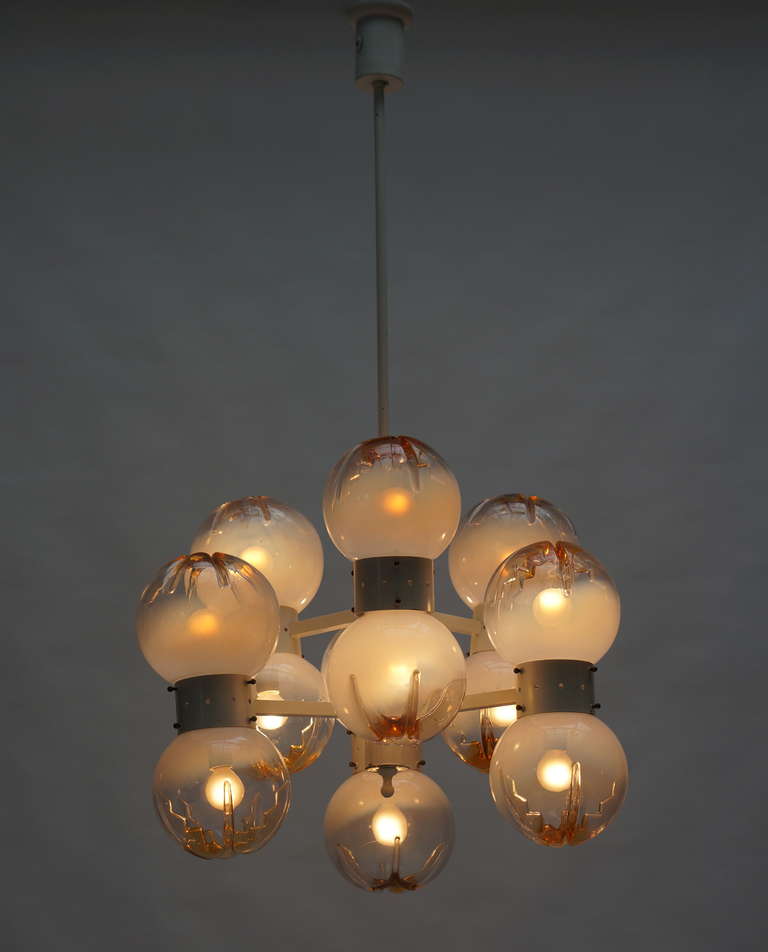 Italian Mazzega Chandelier with 12 Globes For Sale 2